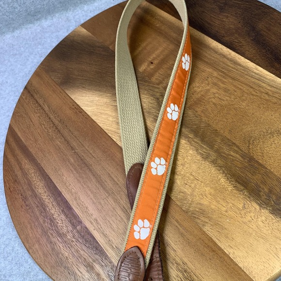 Clemson Tigers Belt Mens 34 Orange Tan NCAA Football Leather Vintage USA Zep Pro - Picture 5 of 8